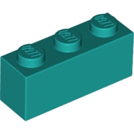 Lego kostka (kostička) 1x3, tmavě tyrkysová (6213783)